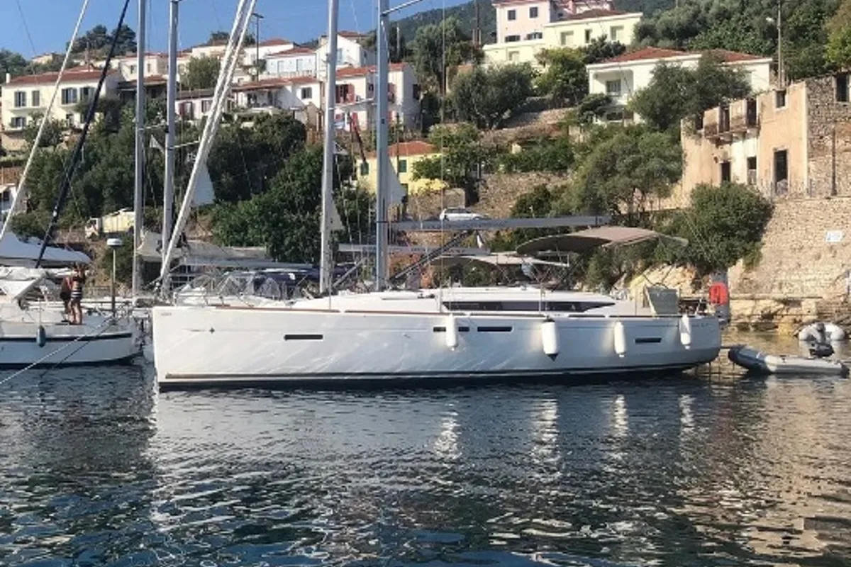 Exterior view of ETERNITY, a Jeanneau Sun Odyssey 409 sailboat at Municipal Unit of Lefkada, Greece