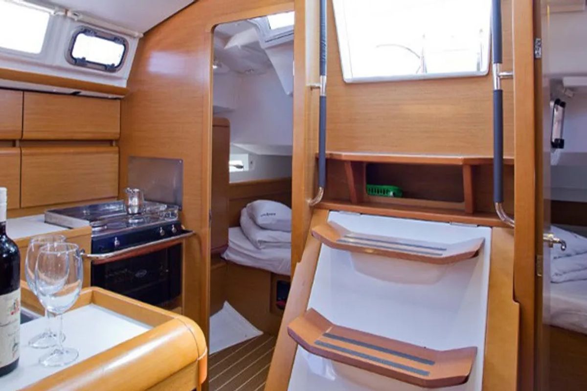 Galley of ETERNITY, a Jeanneau Sun Odyssey 409 sailboat at Municipal Unit of Lefkada, Greece