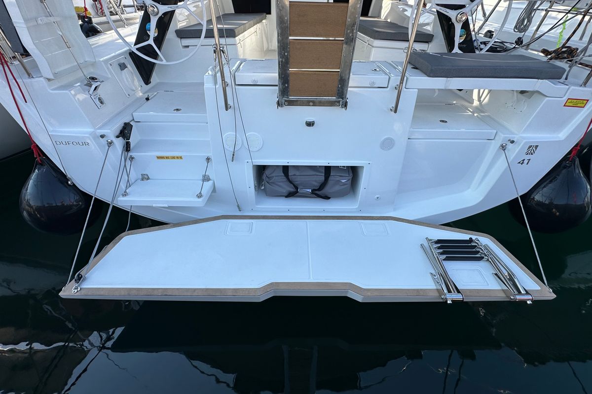 Exterior view of Ismini, a Dufour 41 sailboat at Kos, Greece