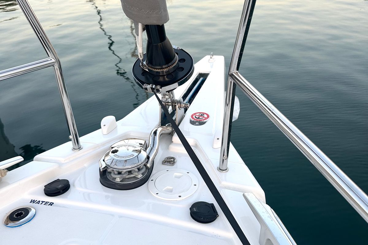 Deck of Ismini, a Dufour 41 sailboat at Kos, Greece