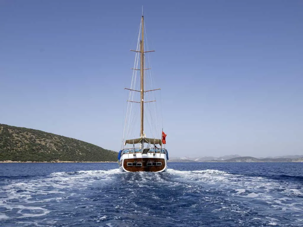 Exterior view of Grande Lale, a Gulet Gulet gulet at Bodrum, Turkey