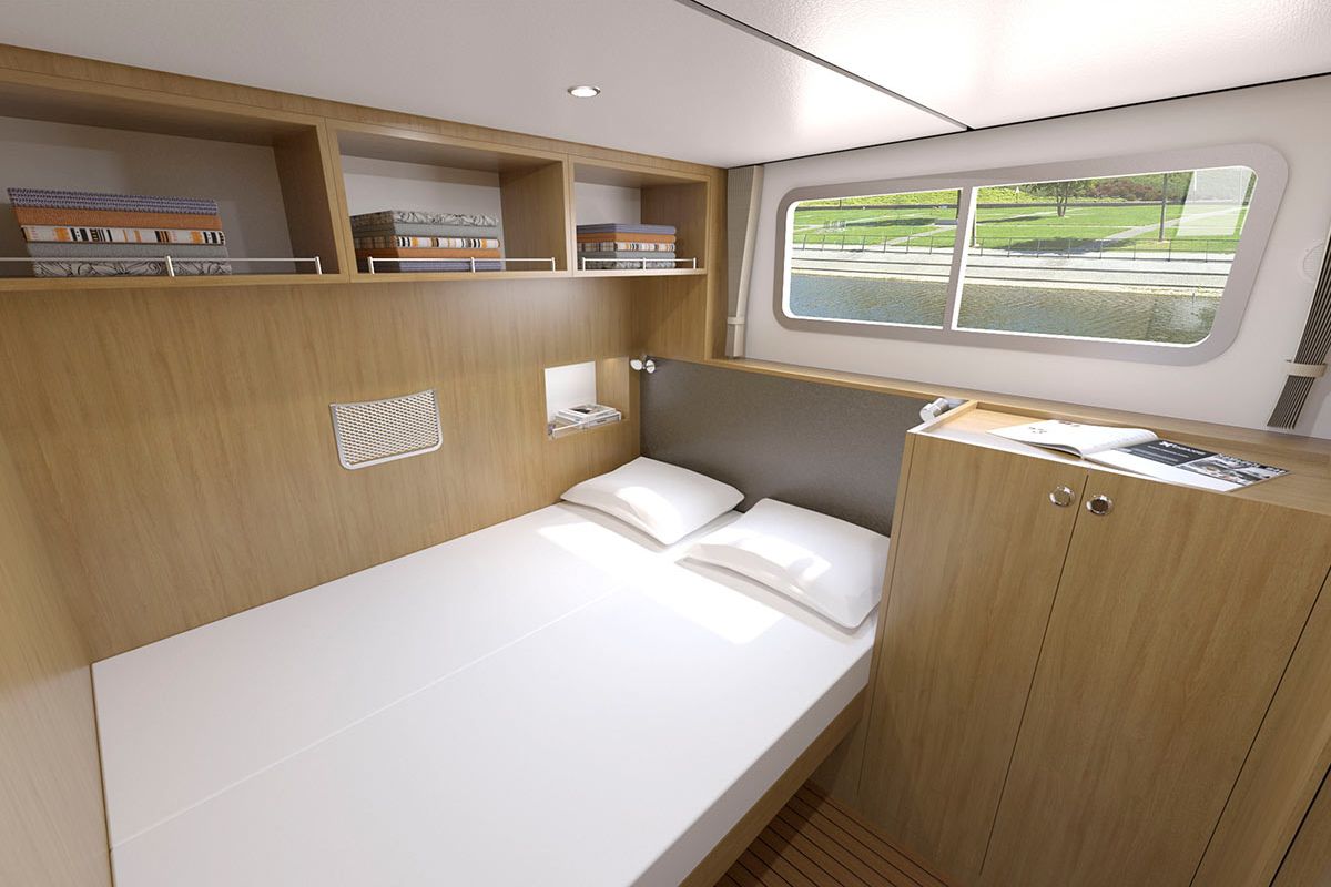 Cabin on NEO3-1, a Pénichette Neo motorboat at Argens-Minervois, France
