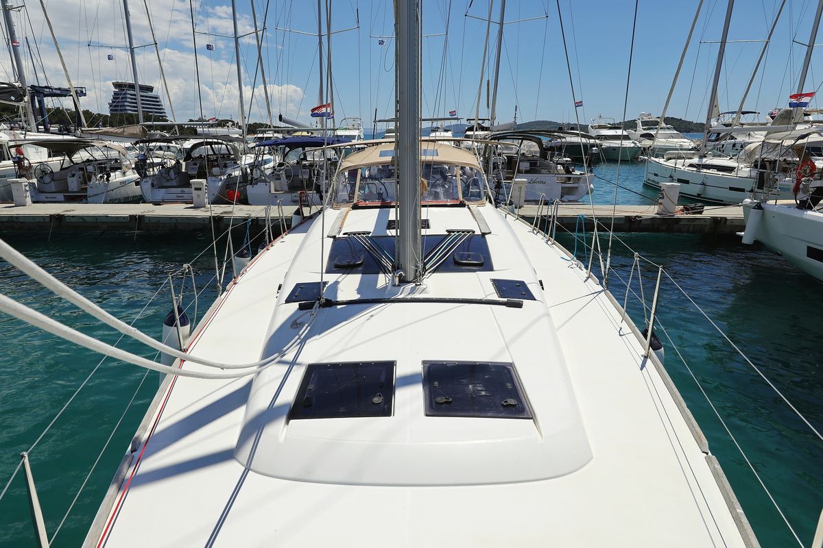Deck of 4 You, a Dufour 460 GL sailboat at Grad Vodice, Croatia
