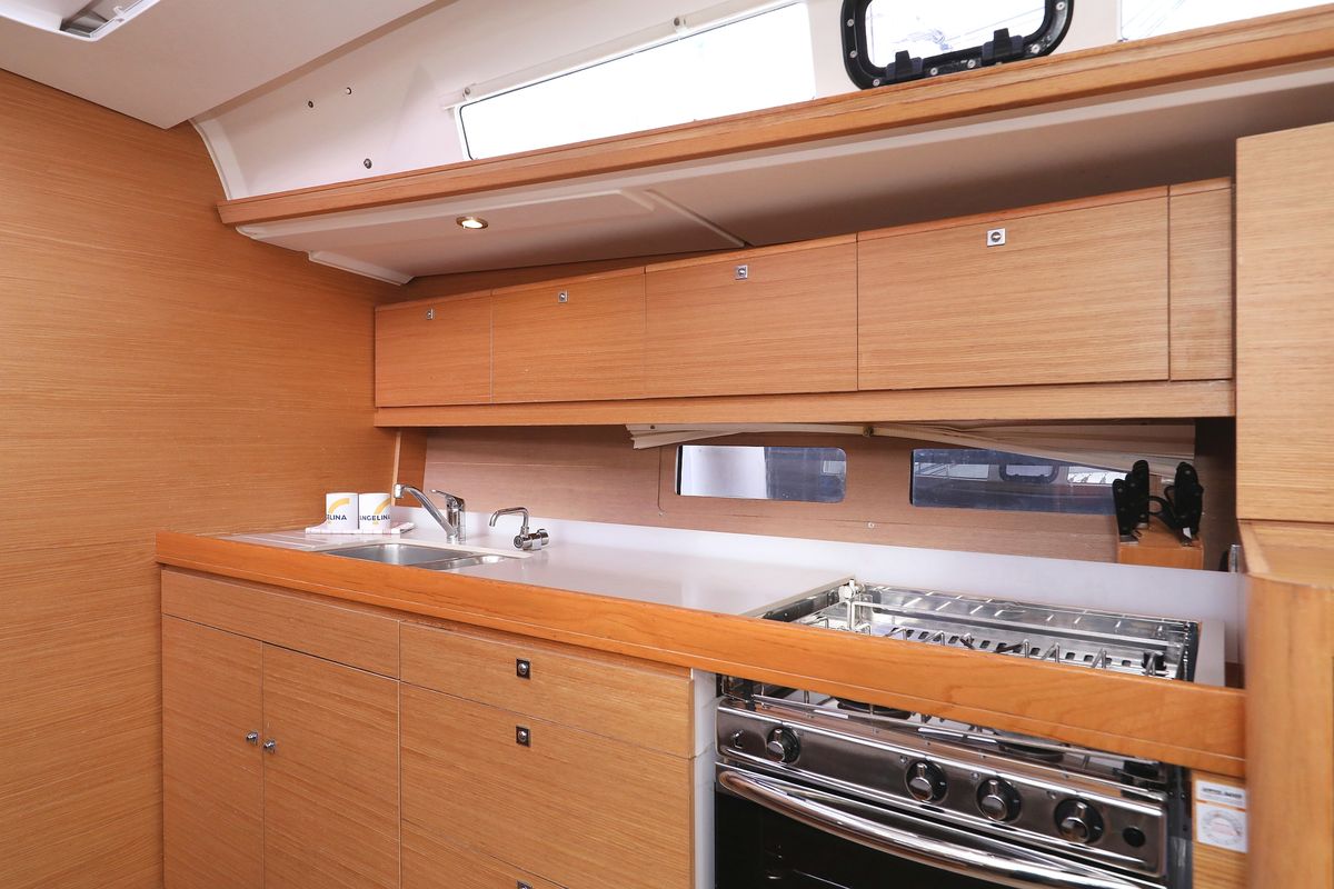 Galley of 4 You, a Dufour 460 GL sailboat at Grad Vodice, Croatia