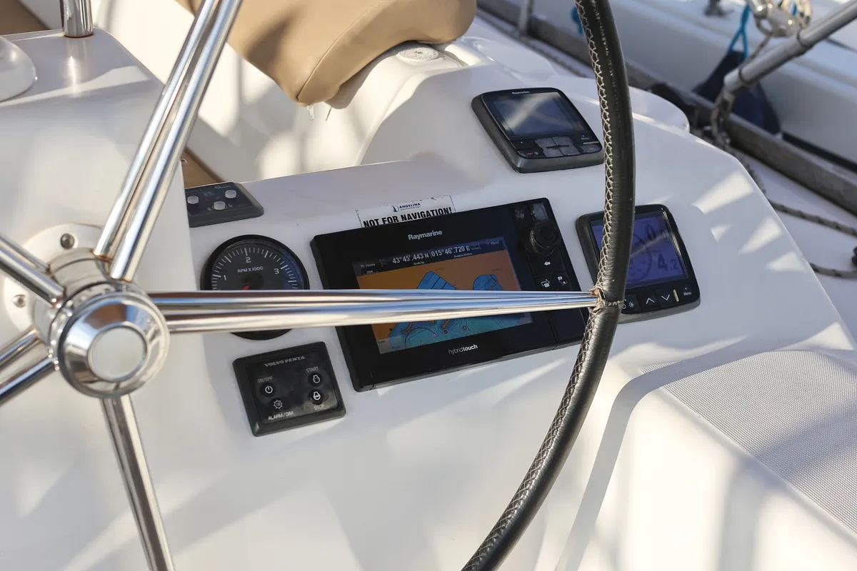 Cockpit of 4 You, a Dufour 460 GL sailboat at Grad Vodice, Croatia