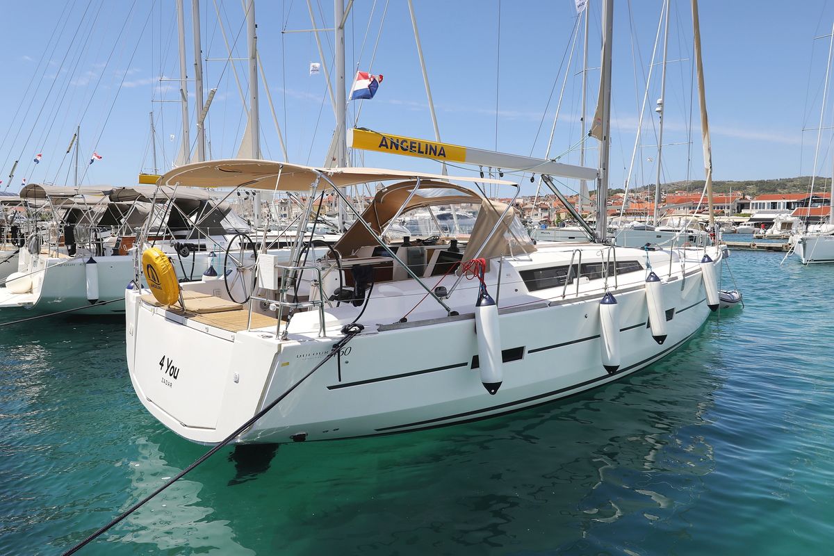 Exterior view of 4 You, a Dufour 460 GL sailboat at Grad Vodice, Croatia