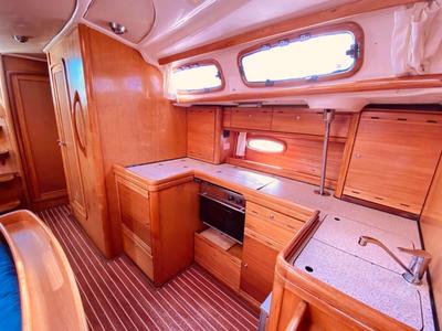 Galley of Fox, a Bavaria 46 Cruiser sailboat at Pallini Municipal Unit, Greece