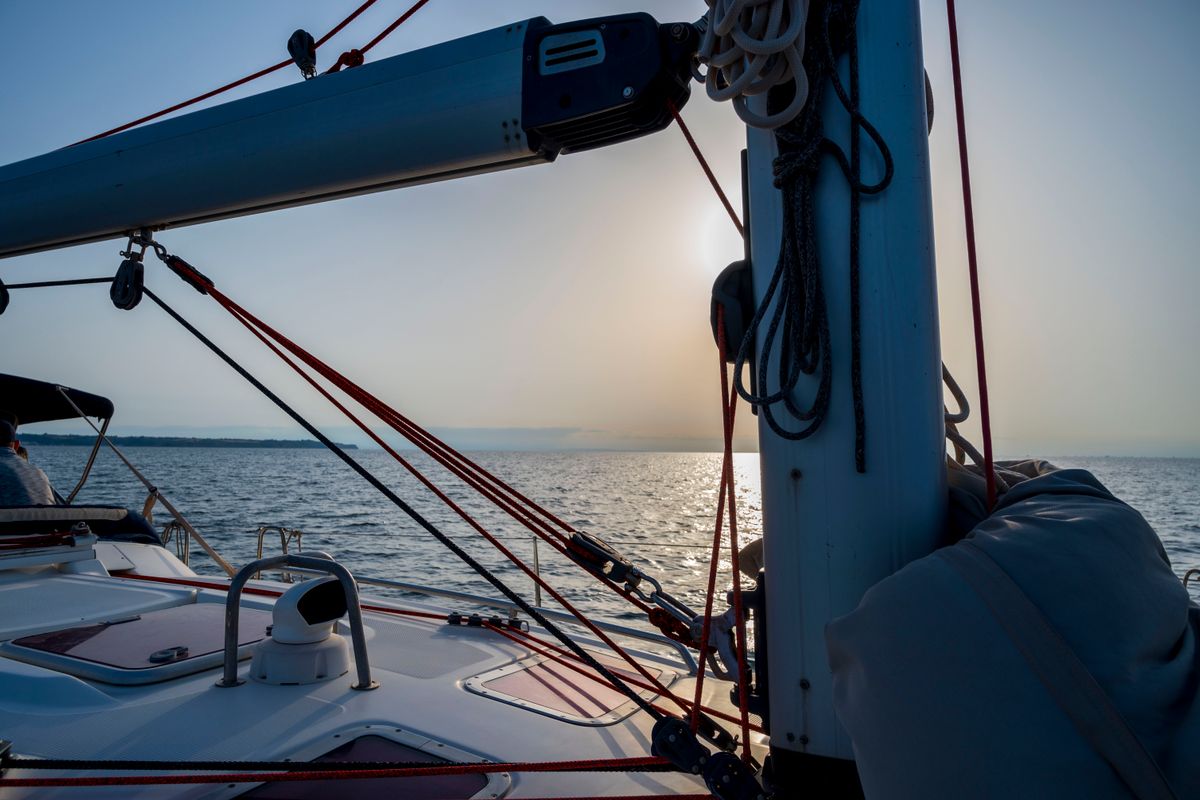 Deck of Fox, a Bavaria 46 Cruiser sailboat at Pallini Municipal Unit, Greece