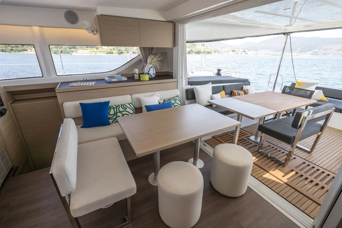 Salon of Bunga Bunga, a Lagoon 43 catamaran at Seget Donji, Croatia