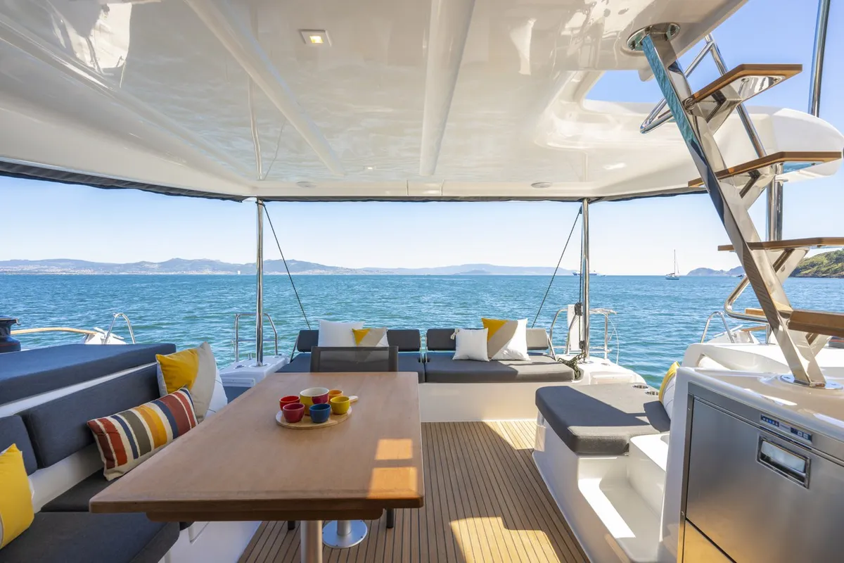Deck of Bunga Bunga, a Lagoon 43 catamaran at Seget Donji, Croatia