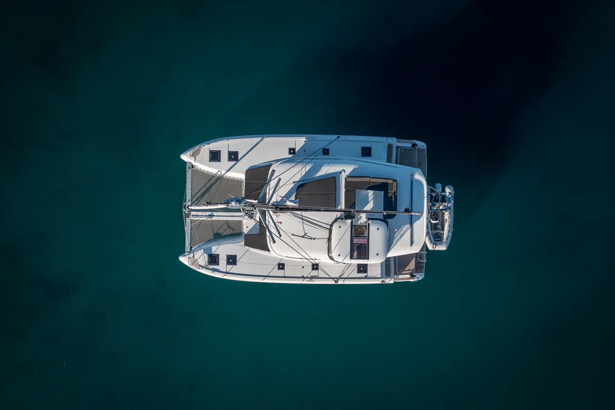 Exterior view of Bunga Bunga, a Lagoon 43 catamaran at Seget Donji, Croatia