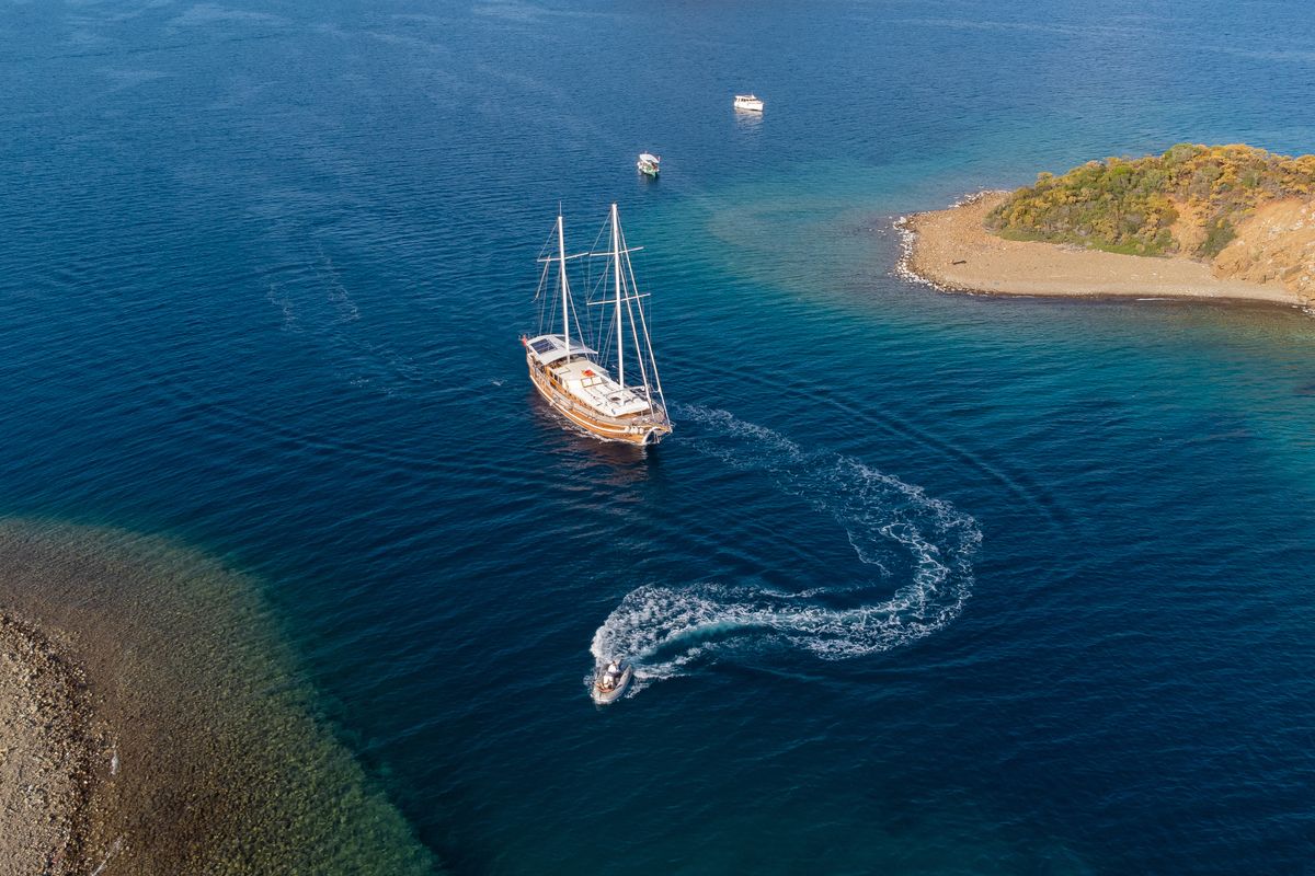 Exterior view of Pronto White, a Gulet Gulet gulet at Fethiye, Turkey