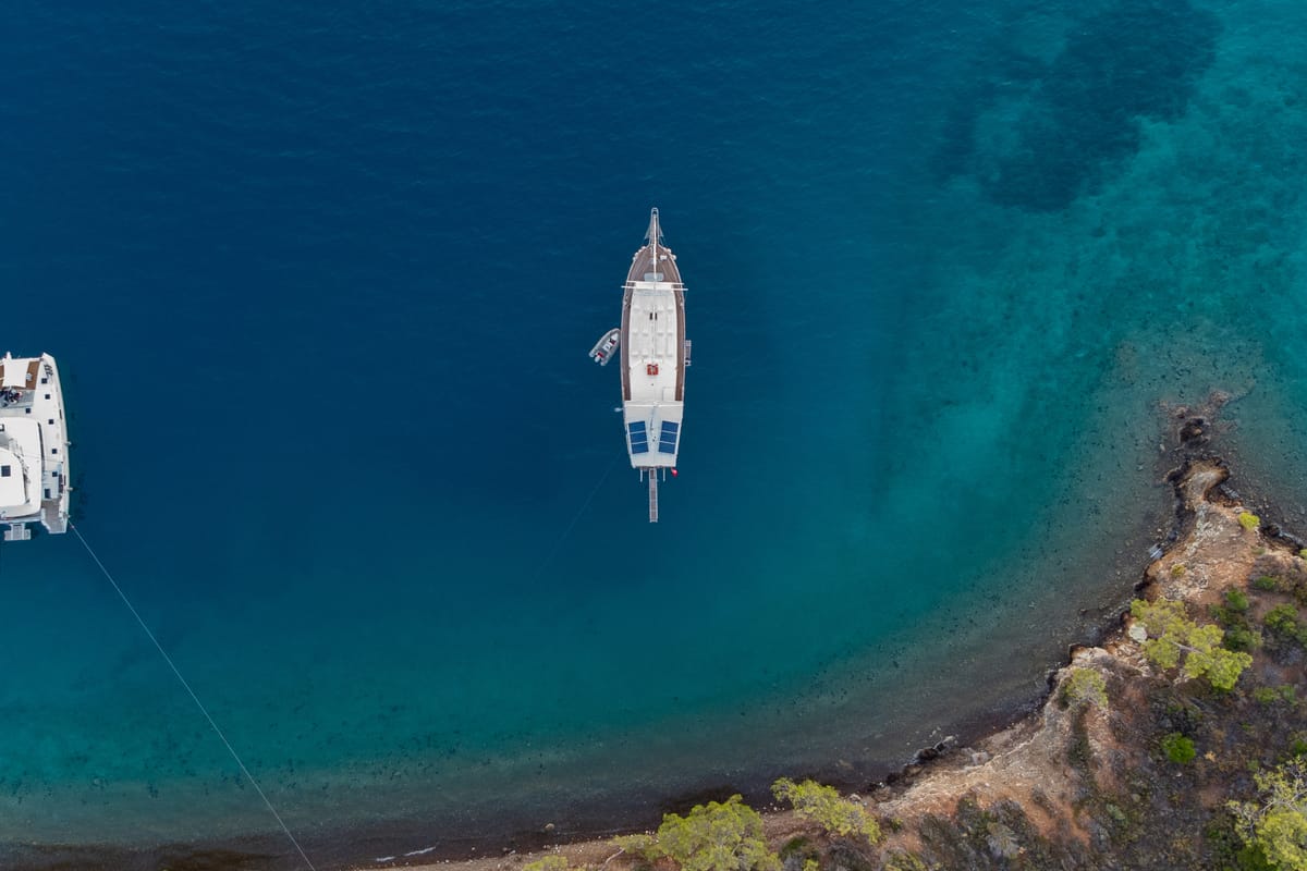 Exterior view of Pronto White, a Gulet Gulet gulet at Fethiye, Turkey