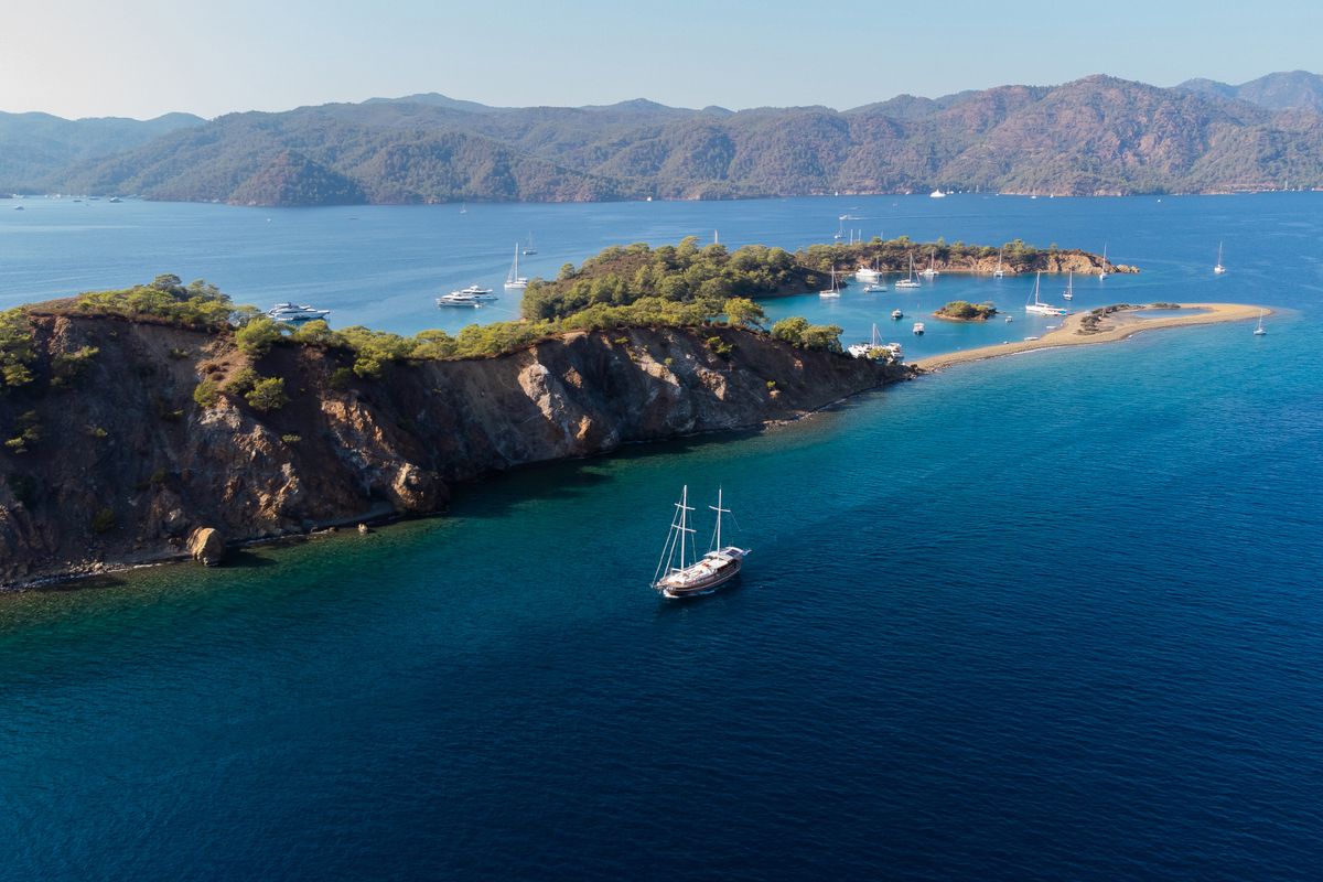 Exterior view of Pronto White, a Gulet Gulet gulet at Fethiye, Turkey