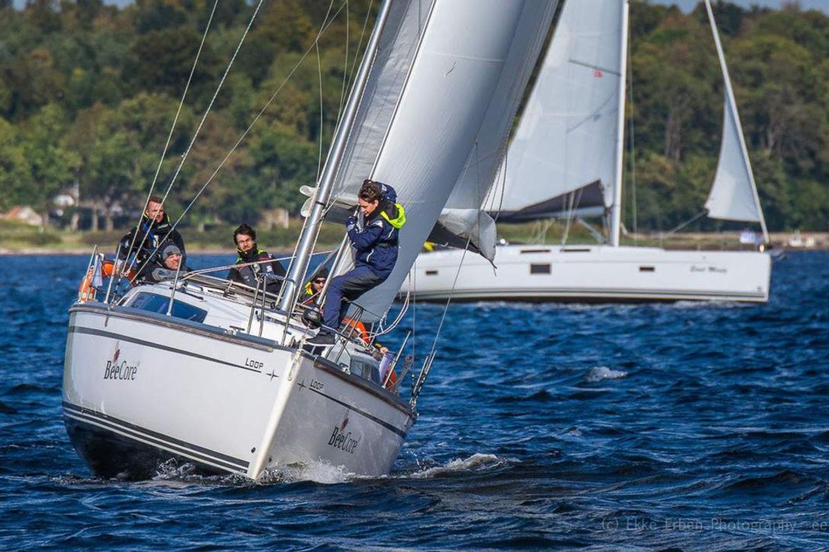 Exterior view of Loop, a Bavaria Cruiser 34 sailboat at Flensburg, Germany