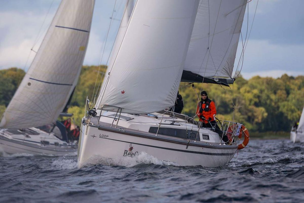 Exterior view of Loop, a Bavaria Cruiser 34 sailboat at Flensburg, Germany