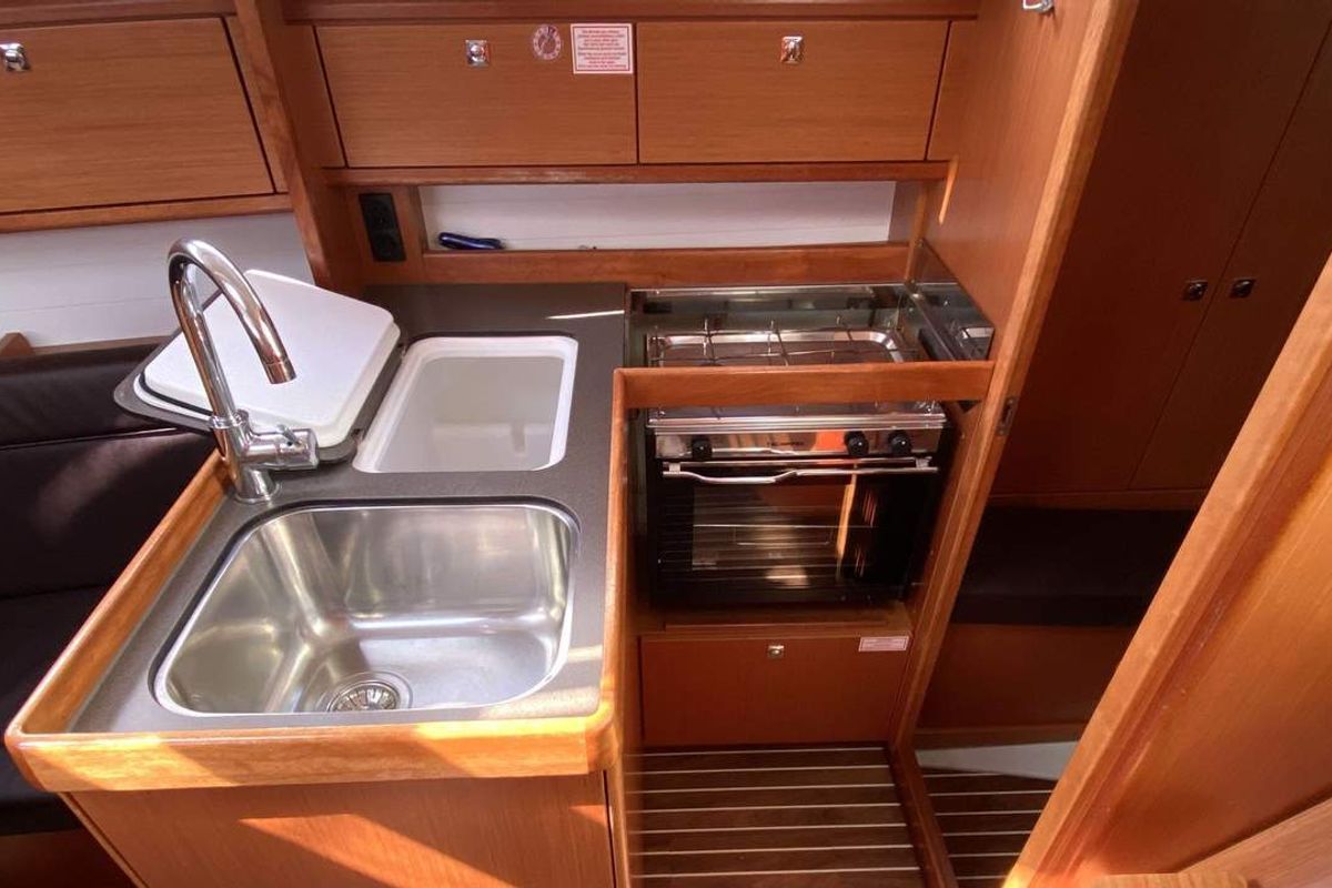 Galley of Loop, a Bavaria Cruiser 34 sailboat at Flensburg, Germany