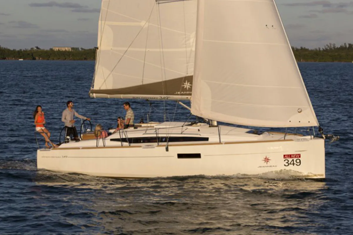 Exterior view of Nala, a Jeanneau Sun Odyssey 349 sailboat at Neo Klima, Greece
