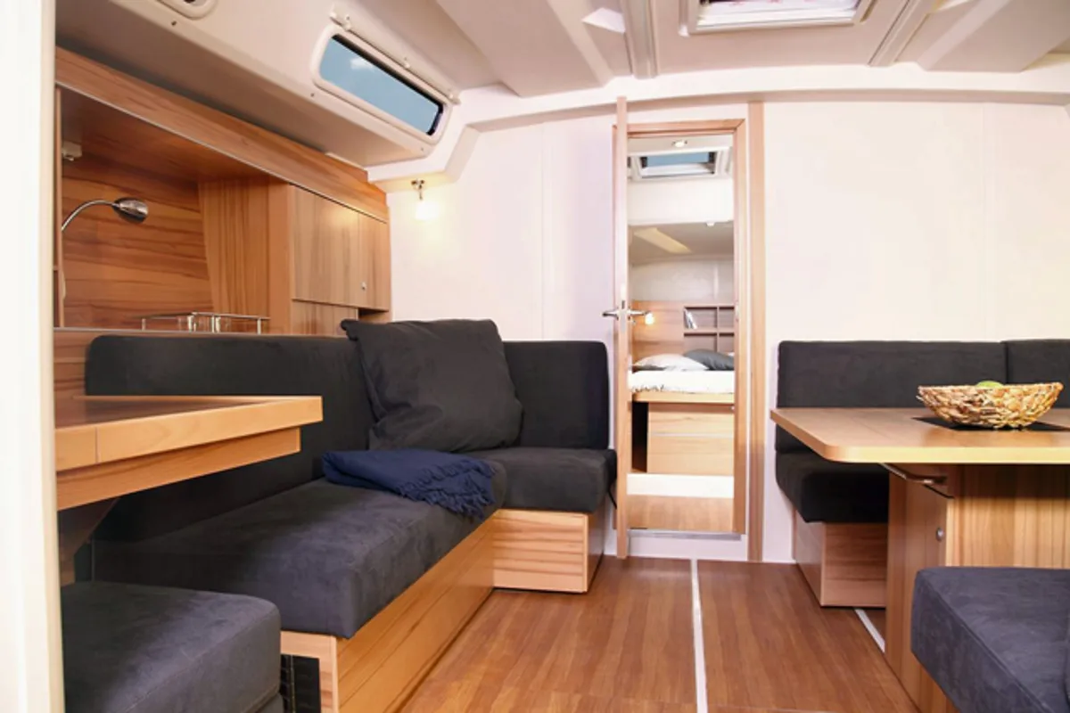 Salon of Deneb, a Hanse Yachts Hanse 445 sailboat at Fethiye, Turkey