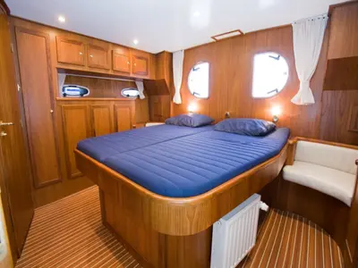 Cabin on Drait 98, a De Drait DeLuxe 42 motorboat at Drachten, Netherlands