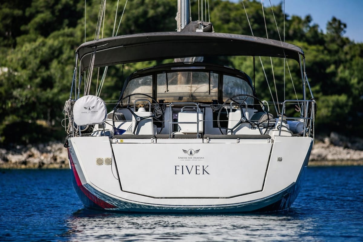 Exterior view of Ceto, a Dufour 460 GL sailboat at Primošten, Croatia