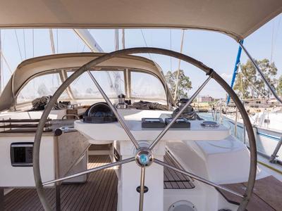 Cockpit of Altair, a Bavaria Cruiser 50 sailboat at Sami Municipal Unit, Greece