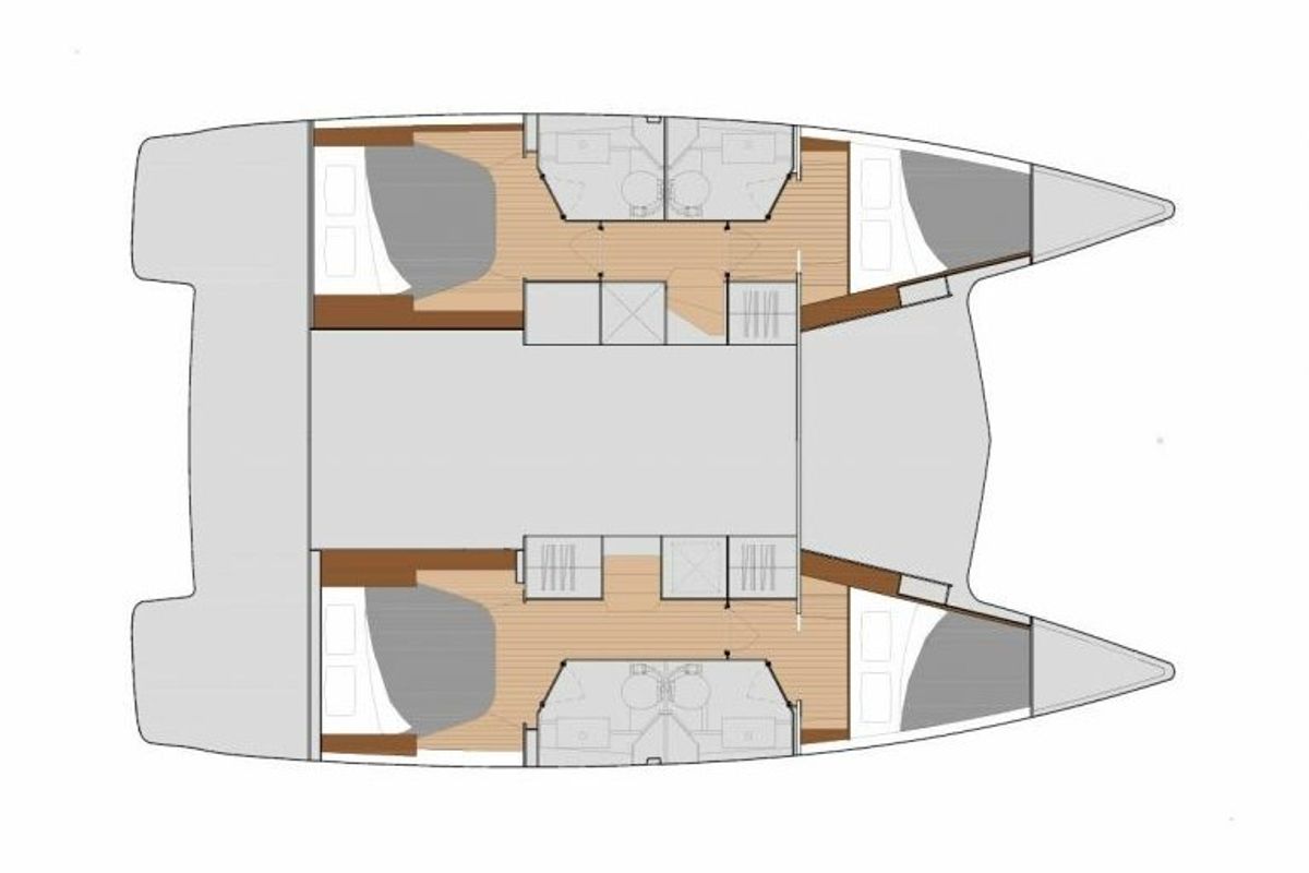 Floor plan of E.S. II, a Fountaine Pajot Lucia 40 catamaran at Municipal Unit of Lefkada, Greece