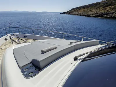Deck of My Way, a Ferretti 72 yacht at Athens, Greece