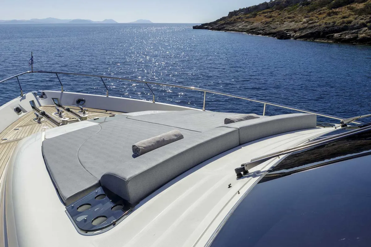 Deck of My Way, a Ferretti 72 yacht at Athens, Greece