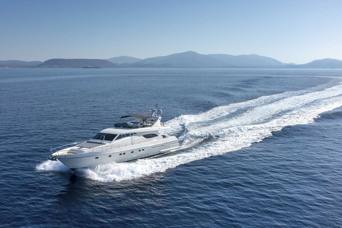 Exterior view of My Way, a Ferretti 72 yacht at Athens, Greece
