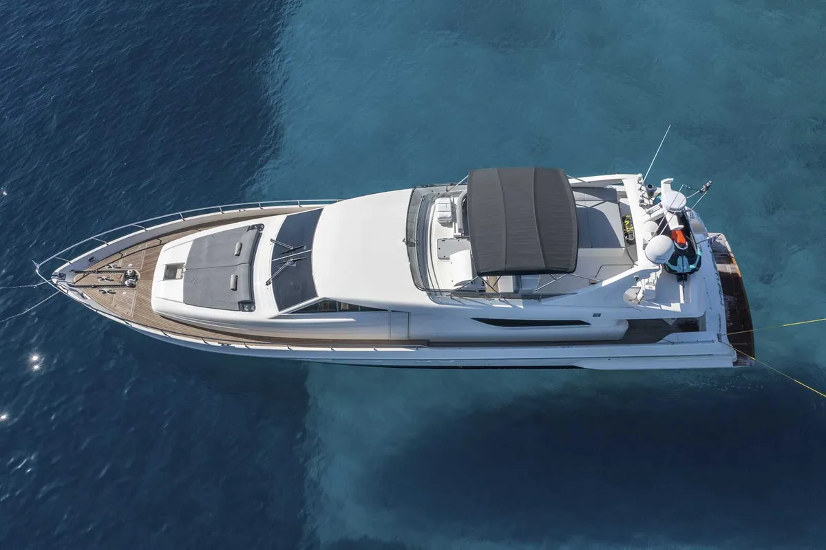 Exterior view of My Way, a Ferretti 72 yacht at Athens, Greece