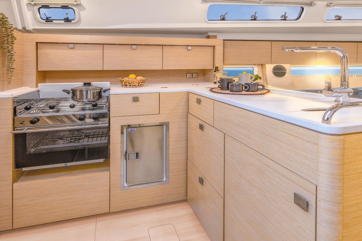 Galley of Catch Me If You Can, a Hanse Yachts Hanse 410 sailboat at Grad Šibenik, Croatia