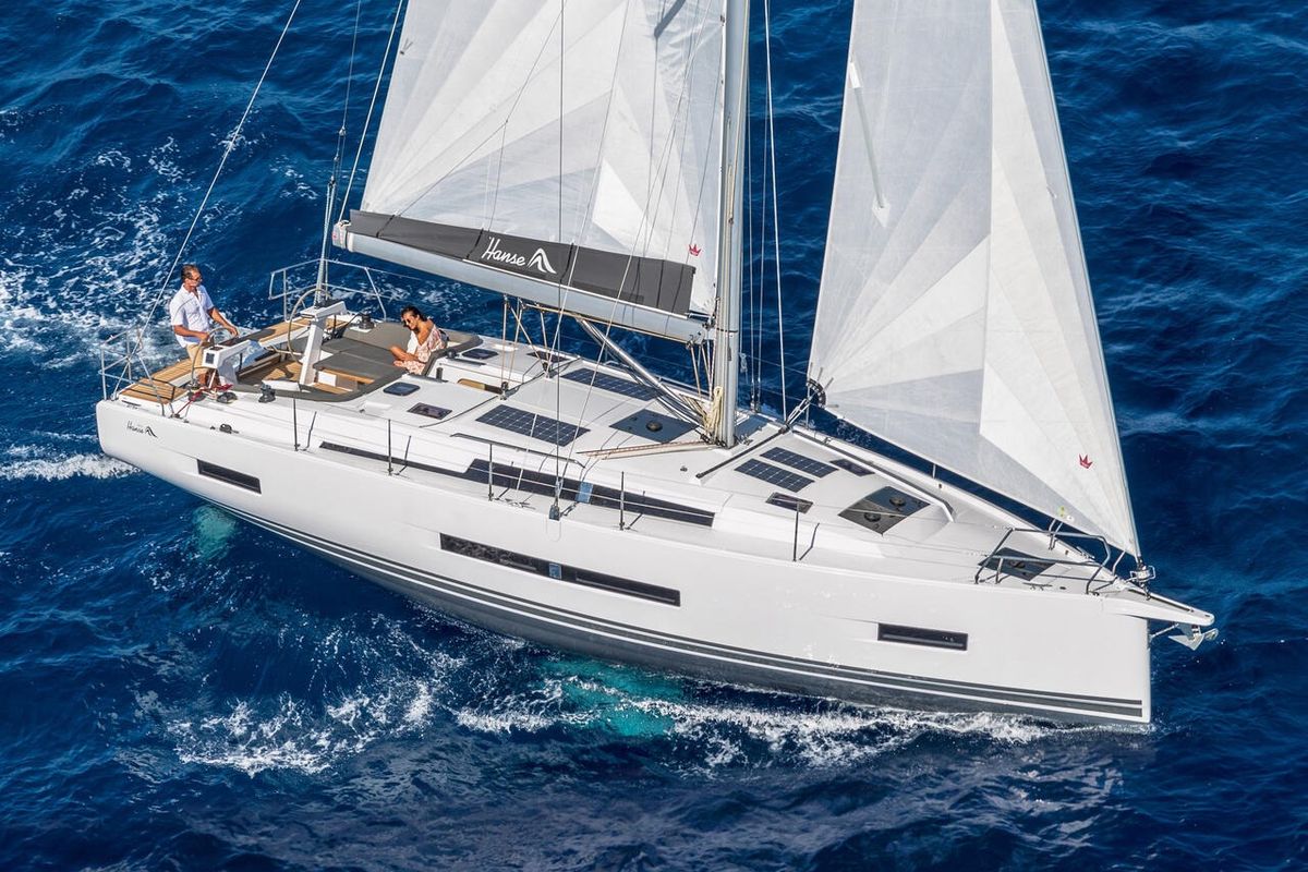 Exterior view of Catch Me If You Can, a Hanse Yachts Hanse 410 sailboat at Grad Šibenik, Croatia