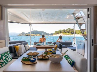Salon of Ema, a Lagoon 43 catamaran at Grad Kaštela, Croatia