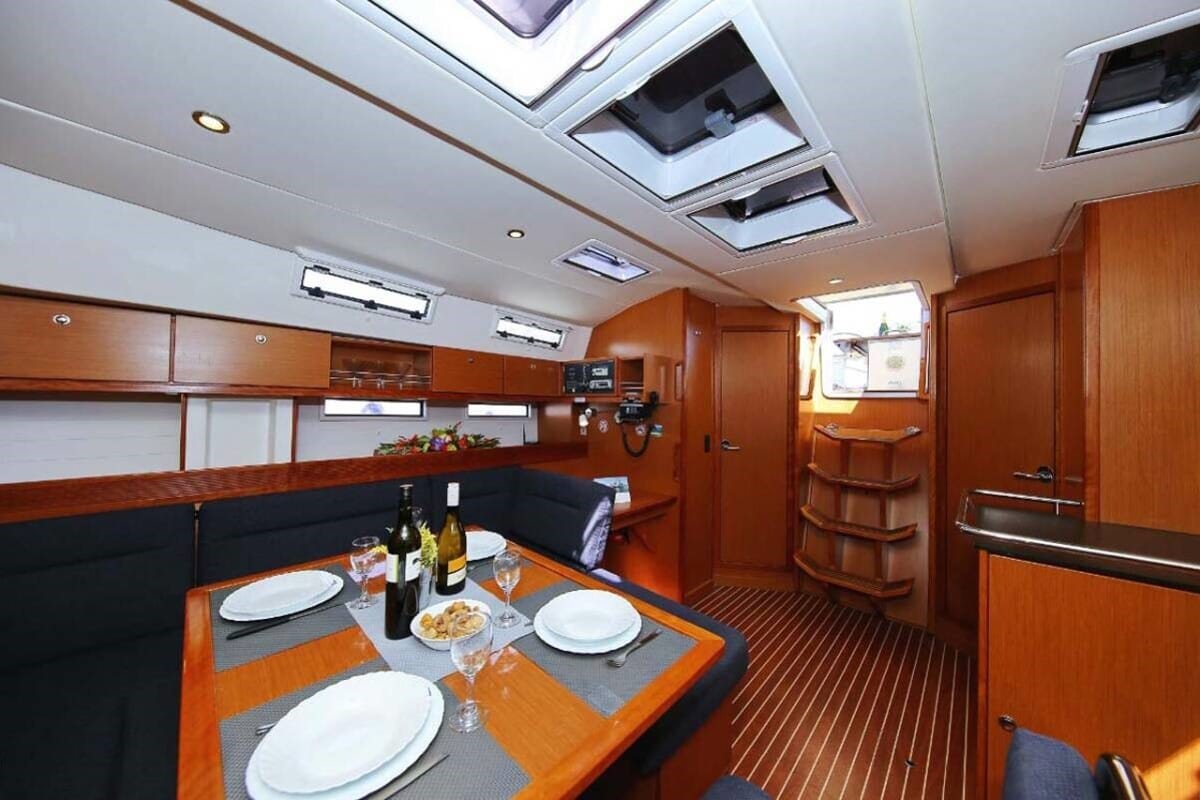 Salon of Kalimera, a Bavaria Cruiser 45 sailboat at Palma de Mallorca, Spain