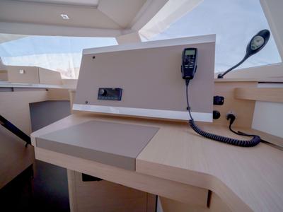 Cockpit of Inoe, a Fountaine Pajot Astréa 42 catamaran at Municipal Unit of Lefkada, Greece