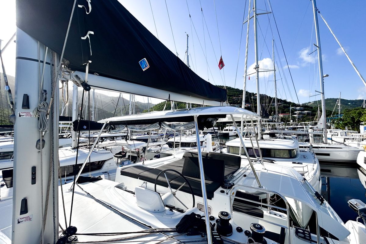 Deck of Southern Isle, a Lagoon 46 catamaran at Road Town, British Virgin Islands
