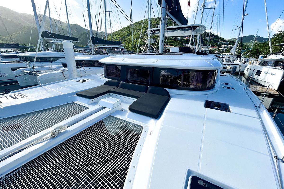 Deck of Southern Isle, a Lagoon 46 catamaran at Road Town, British Virgin Islands