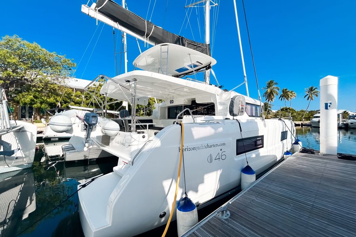 Exterior view of Southern Isle, a Lagoon 46 catamaran at Road Town, British Virgin Islands