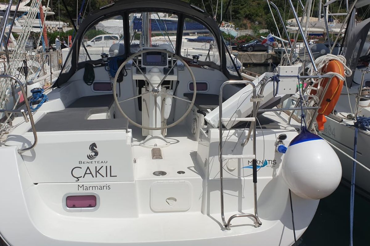 Cockpit of Cakil, a Beneteau Oceanis 34 sailboat at Marmaris, Turkey
