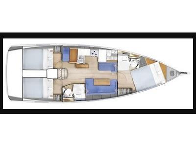 Floor plan of Ohana, a Jeanneau Sun Odyssey 410 sailboat at San Vincenzo, Italy