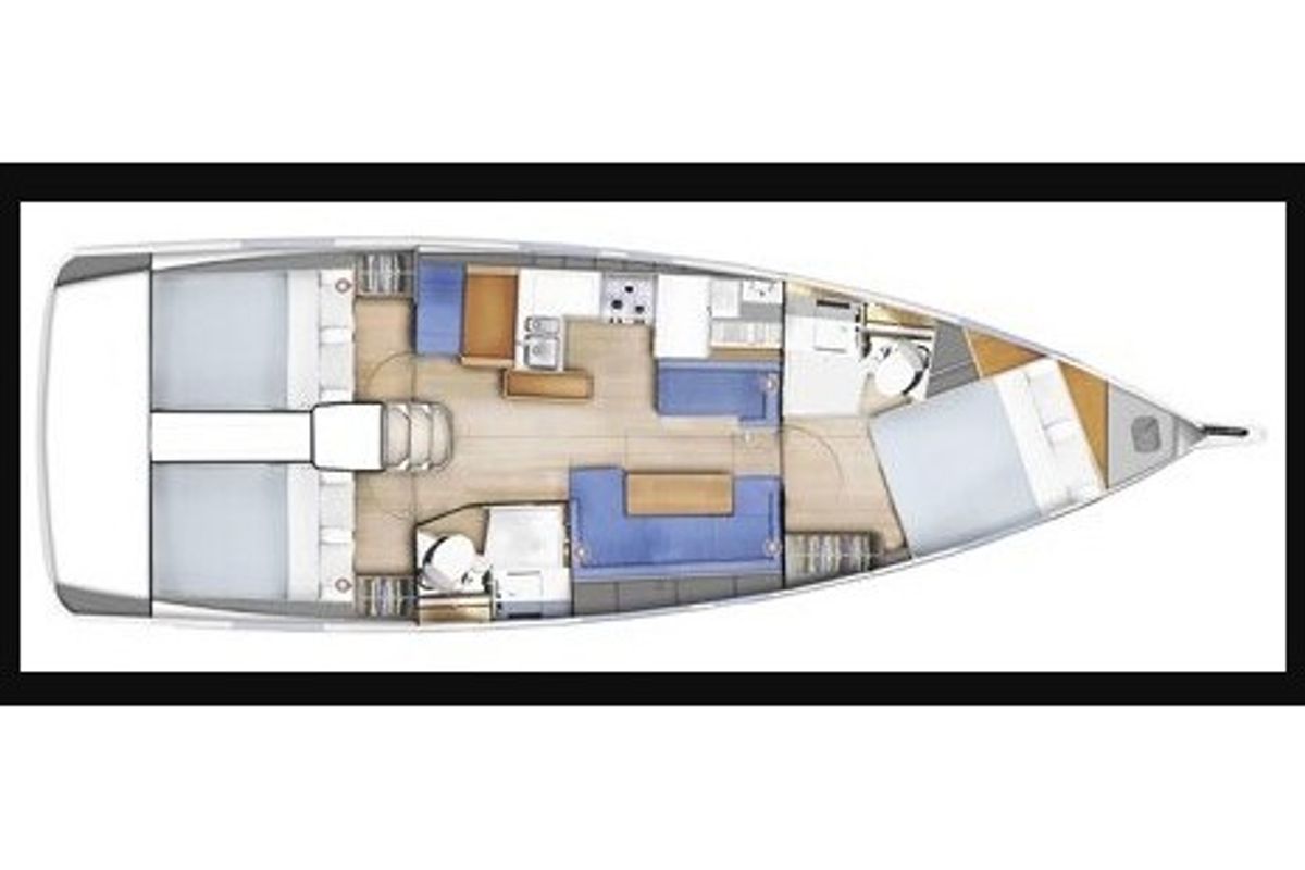 Floor plan of Ohana, a Jeanneau Sun Odyssey 410 sailboat at San Vincenzo, Italy