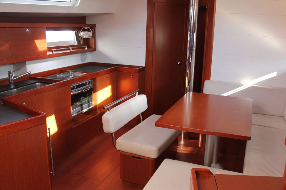 Salon of Fantasy Planet, a Beneteau Oceanis 45 sailboat at Marsala, Italy