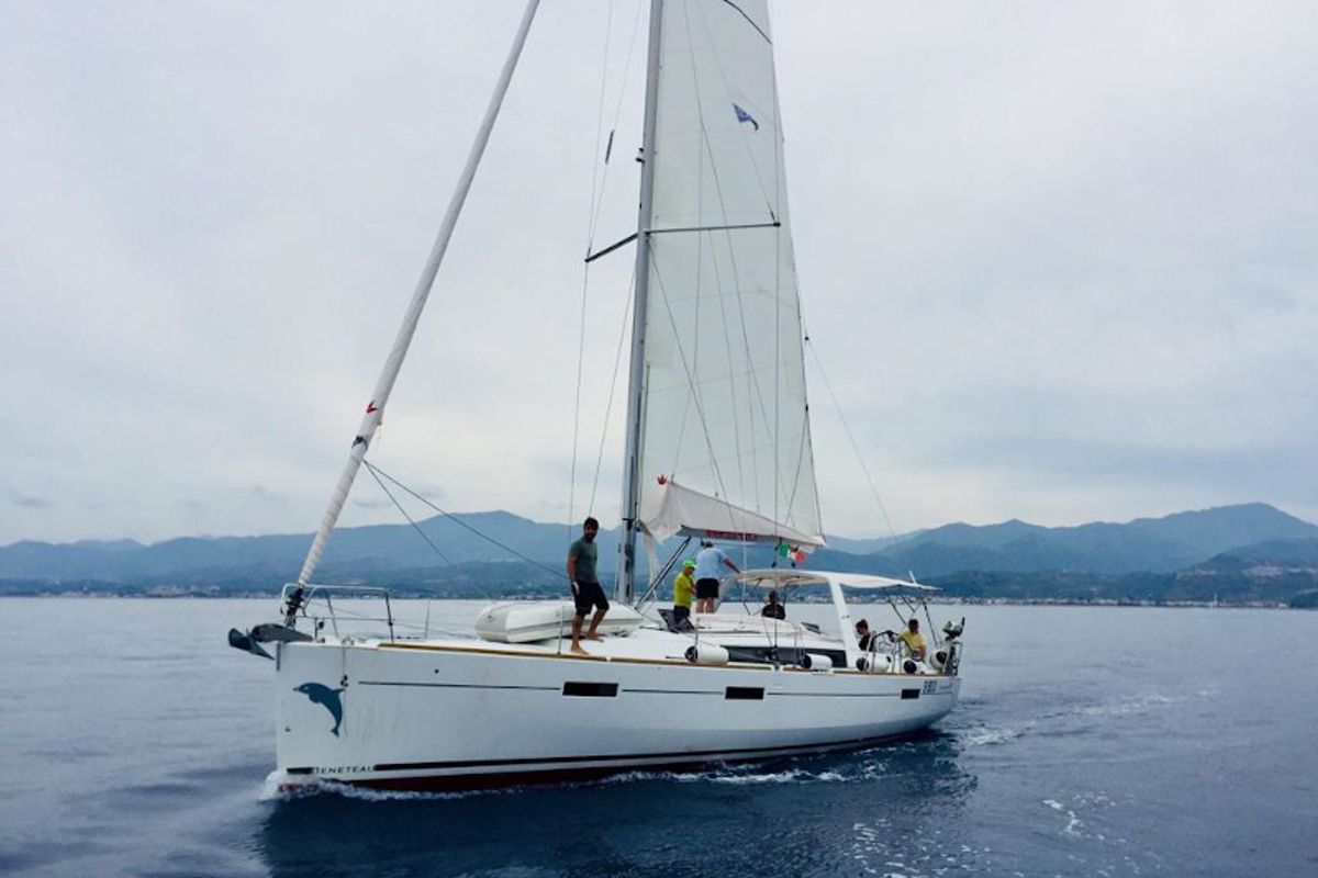 Exterior view of Fantasy Planet, a Beneteau Oceanis 45 sailboat at Marsala, Italy