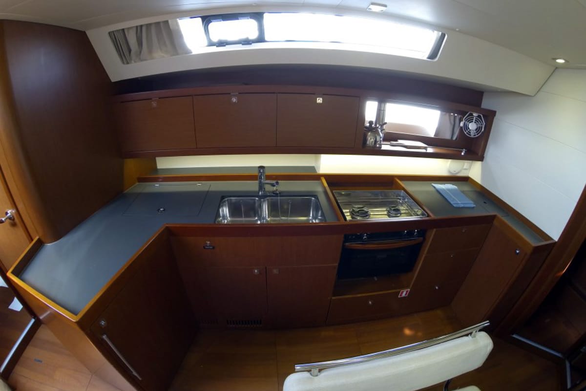 Galley of Neška II, a Beneteau Oceanis 45 sailboat at Grad Šibenik, Croatia
