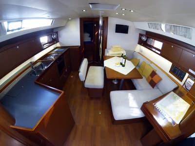 Salon of Neška II, a Beneteau Oceanis 45 sailboat at Grad Šibenik, Croatia