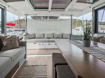 Galley of Cyprinus, a Bali 4.6 catamaran at Primošten, Croatia