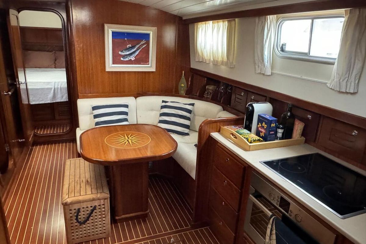 Salon of Balsamico, a Menorquin Yachts Menorquin 160 motorboat at Port d'Andratx, Spain