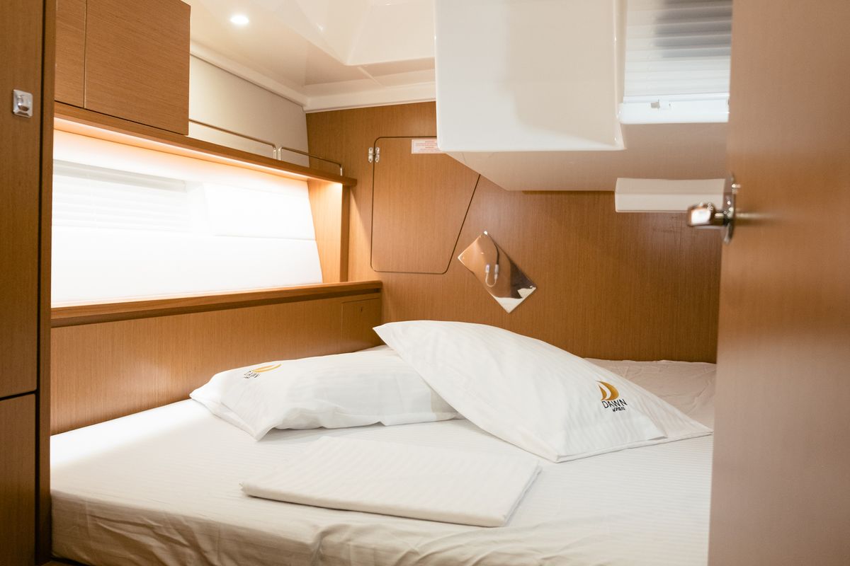 Cabin on Dawn, a Bavaria C45 sailboat at Municipal Unit of Lefkada, Greece