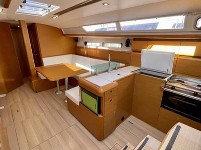 Galley of Amelie, a Jeanneau Sun Odyssey 449 sailboat at Kontokali, Greece